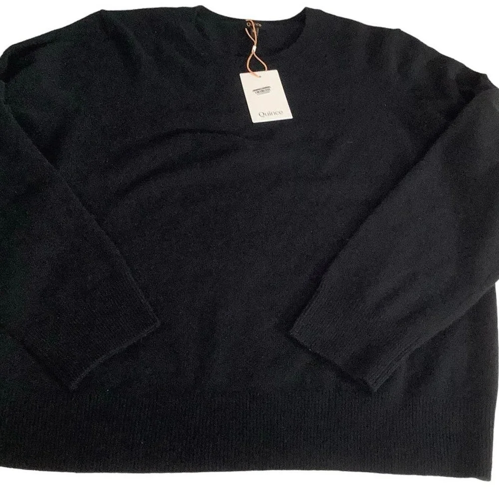 Quince XL Mongolian Cashmere Crewneck Sweater Black NWT - Picture 7 of 9